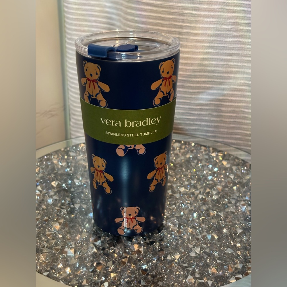 BUNDLE: VERA BRADLEY: Blue Bear Tumbler with Pink Bear Keychain and Card Holder - Picture 3 of 11